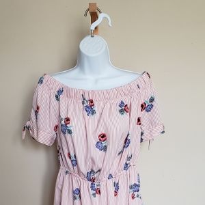 Hint of blush, pink stripes with flowers size Large